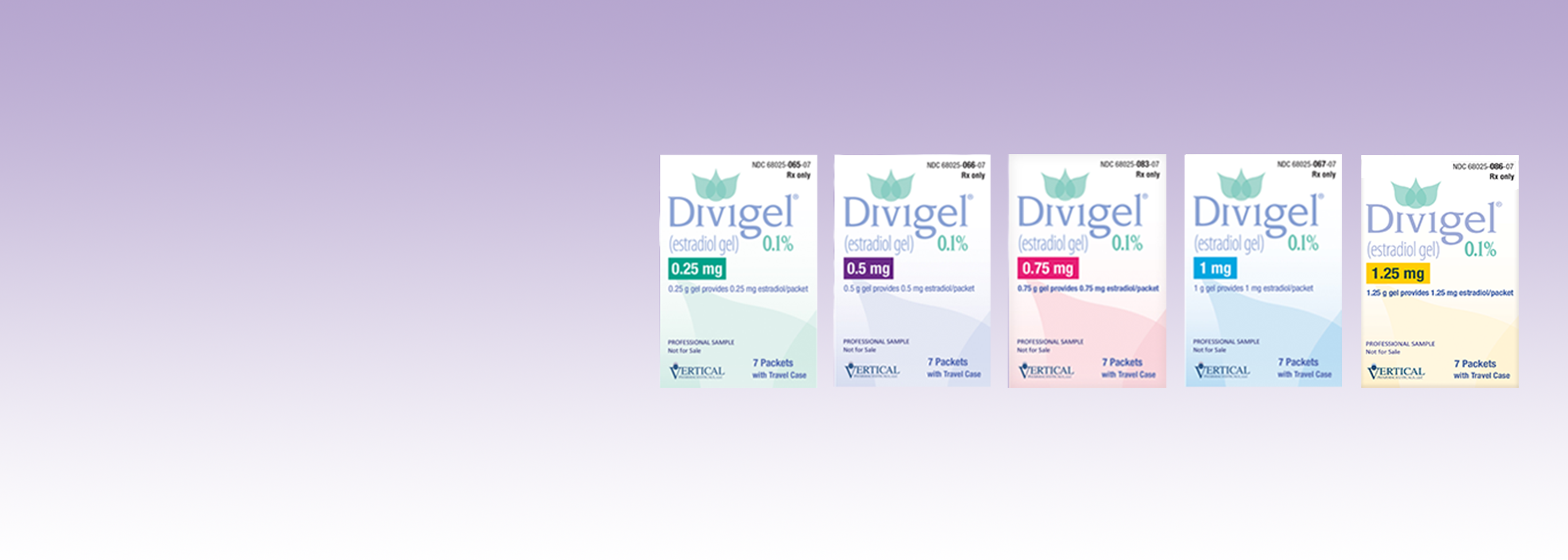 Divigel® comes in 0.25 mg, 0.5 mg, 0.75 mg, 1 mg and 1.25 mg.